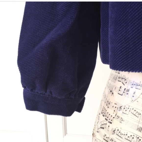 Anthropologie Elevenses Blue Corduroy Embroidered Cropped Jacket 8 - Picture 5 of 11